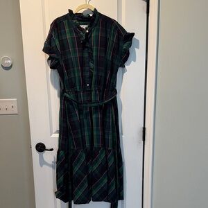 Plaid Ruffle Trim Dress